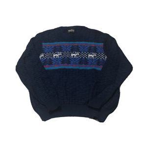 Vintage Reed St. James Sweater Men's Size Medium Blue Christmas Jumper Dad